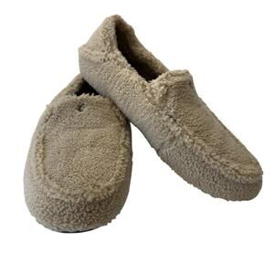 OLUKAI Slippers Womens 7 Sandbar Beige Nohea Heu Sherpa Fleece
